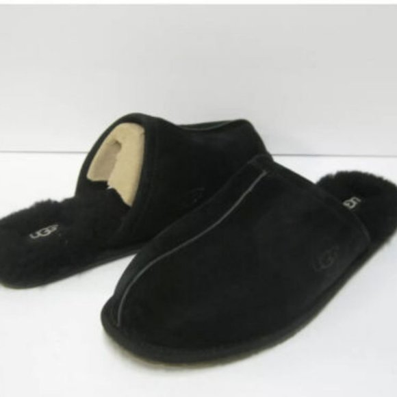 NIB UGG‎ PEARLE SUEDE SHEARLING SLIP ON SLIPPERS BLACK - Picture 4 of 7